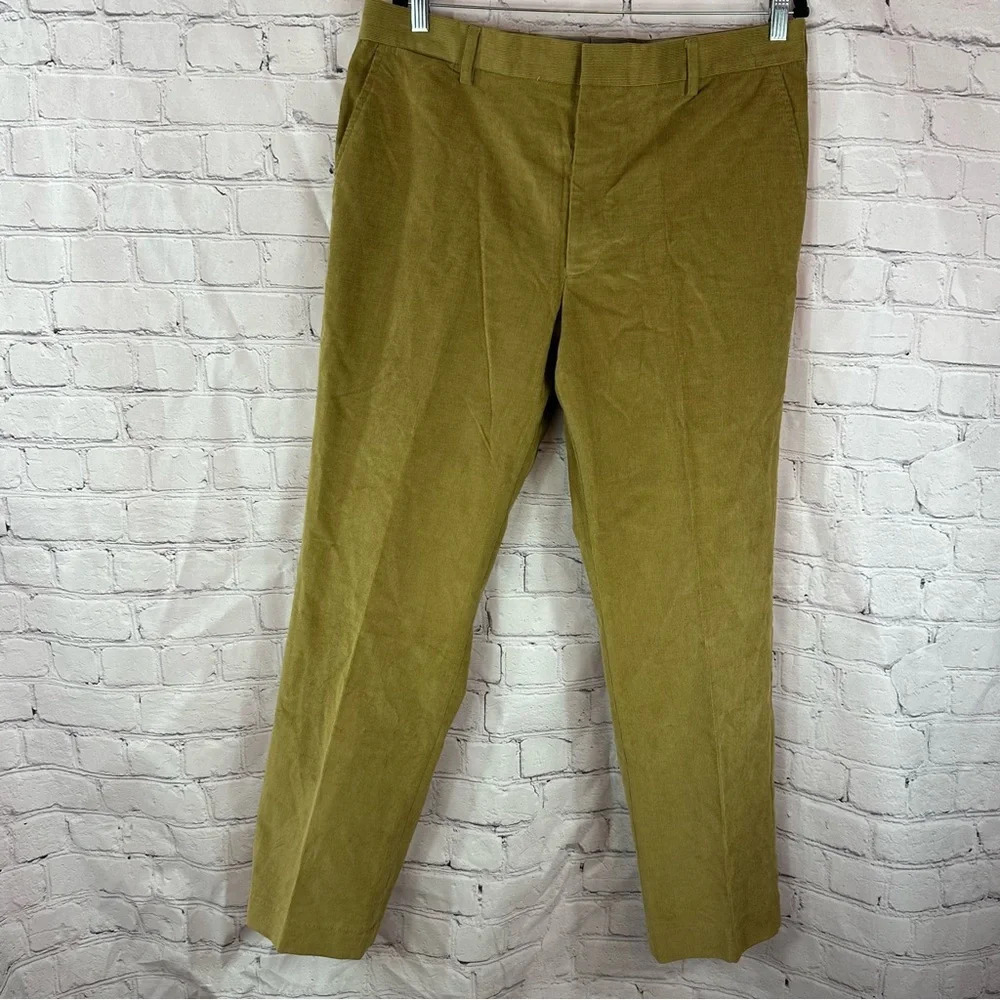 men's lands' end tan stretch cotton blend corduroy pants classic clothing 36x30